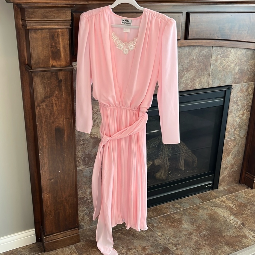 Light pink vintage dress balletcore feminine coquette fairy whimsical size 10 - Picture 11 of 11